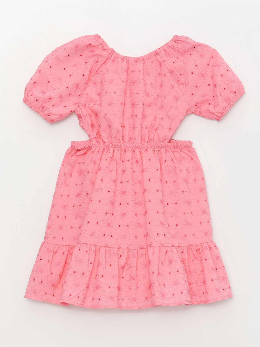 Pembe Bisiklet Yaka Fisto Detaylı Kız Çocuk Elbise-1