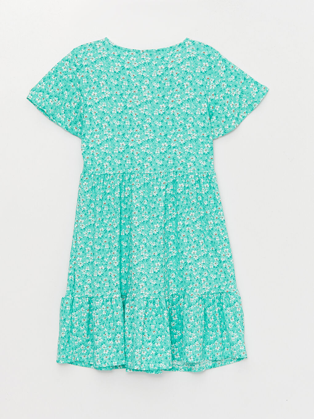Crew Neck Floral Short Sleeve Crinkled Maternity Dress -S3HJ22Z8-LRR