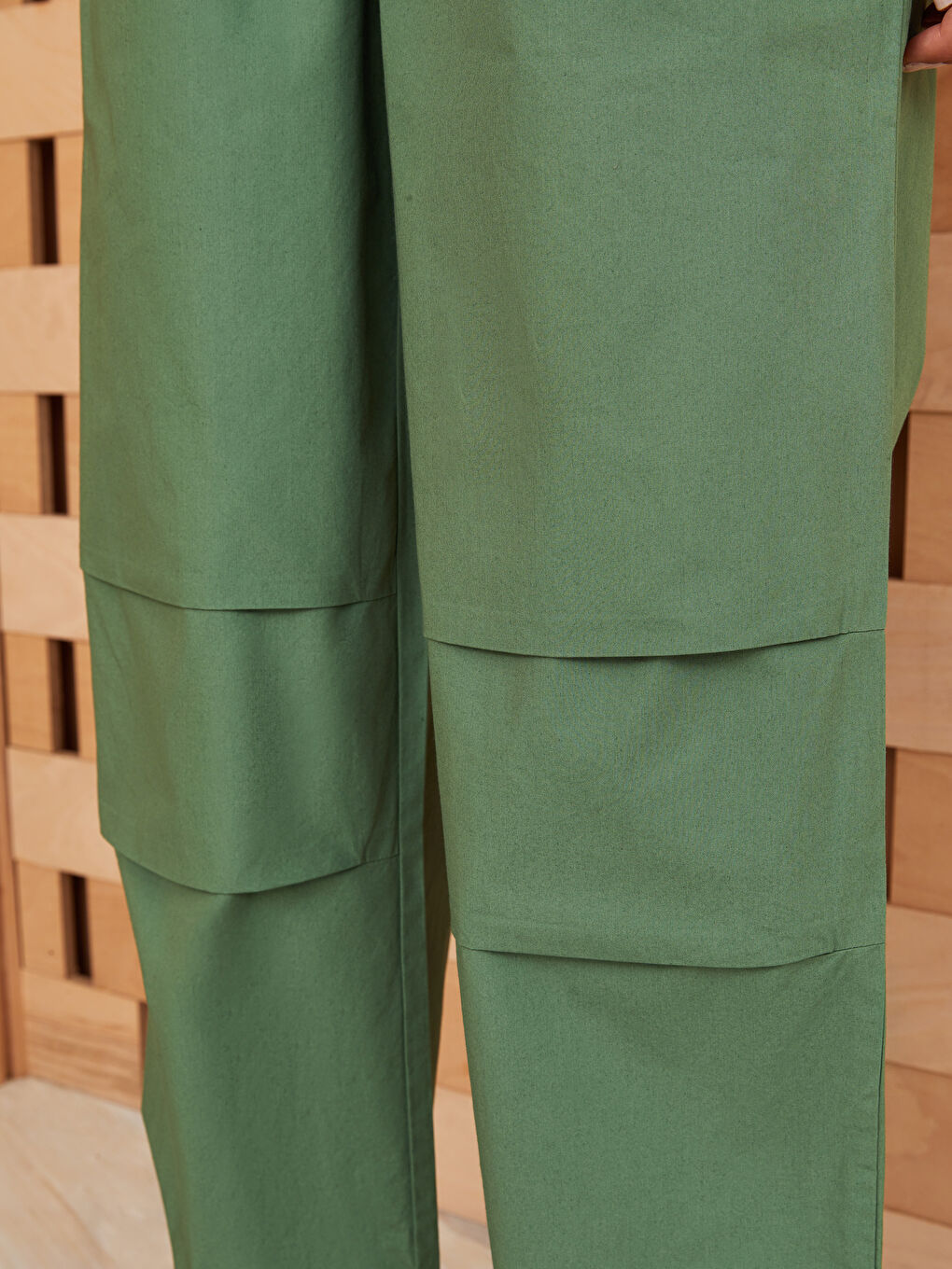 Women's Elasticated Waist Plain Parachute Trousers-4