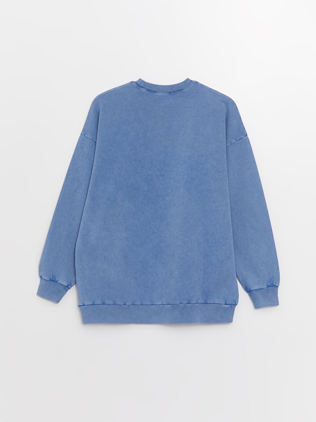 Mavi Bisiklet Yaka Düz Oversize Kadın Sweatshirt Tunik-6