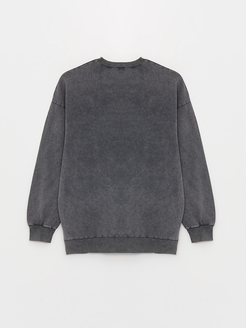 Antrasit Bisiklet Yaka Düz Oversize Kadın Sweatshirt Tunik-6