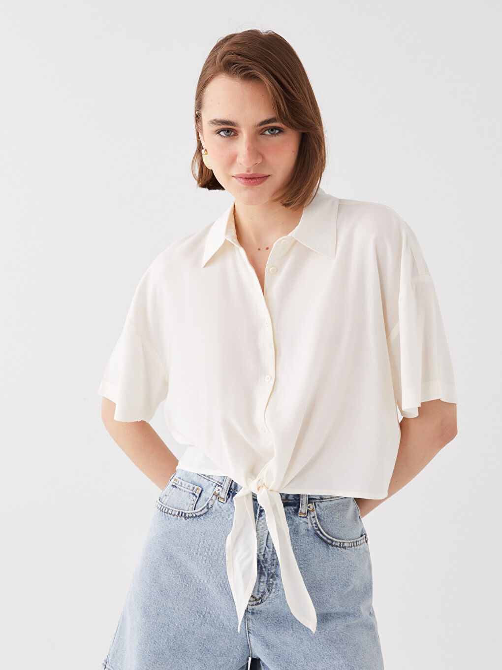 Chemise Oversize à Manches Courtes pour Femmes-1