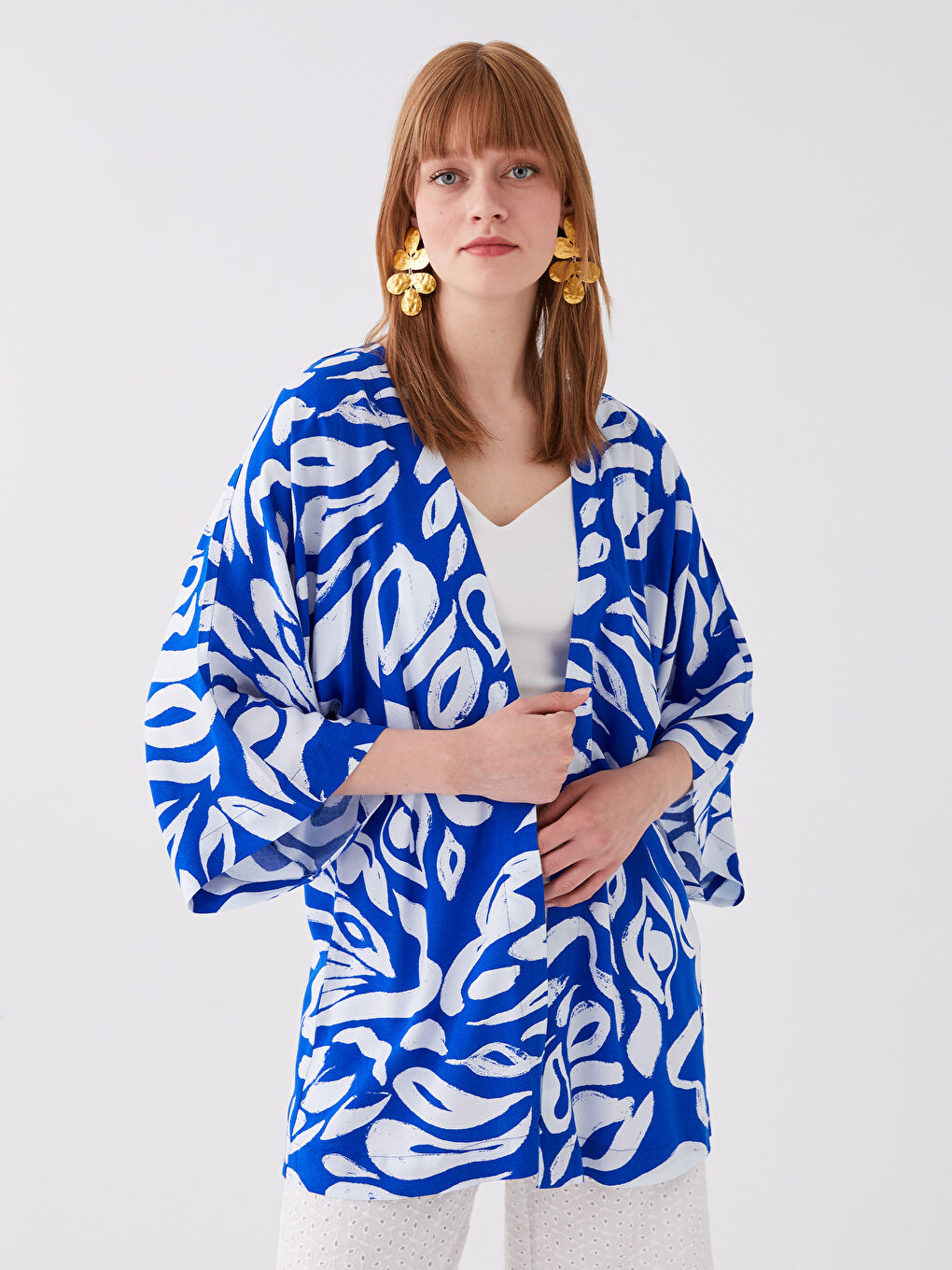 LC Waikiki Shawl Collar Patterned Oversize Women's Kimono -S3HJ52Z8-LQQ