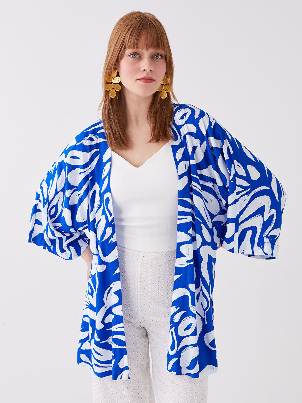 LC Waikiki Shawl Collar Patterned Oversize Women's Kimono -S3HJ52Z8-LQQ
