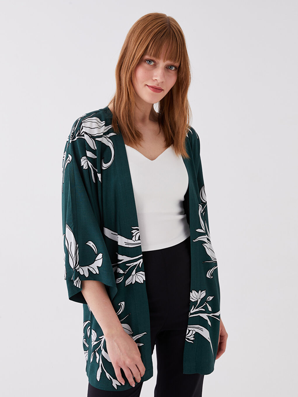 Shawl Collar Patterned Oversize Women's Kimono