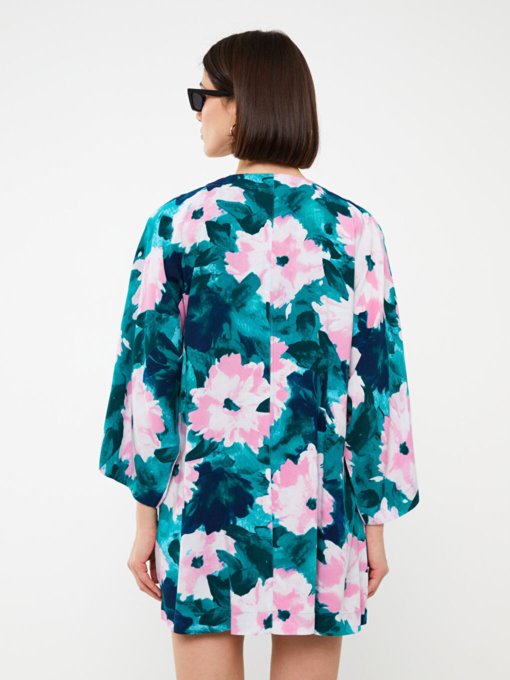 LCW Vision Shawl Collar Patterned Oversize Women's Kimono -S3HJ52Z8-LT9