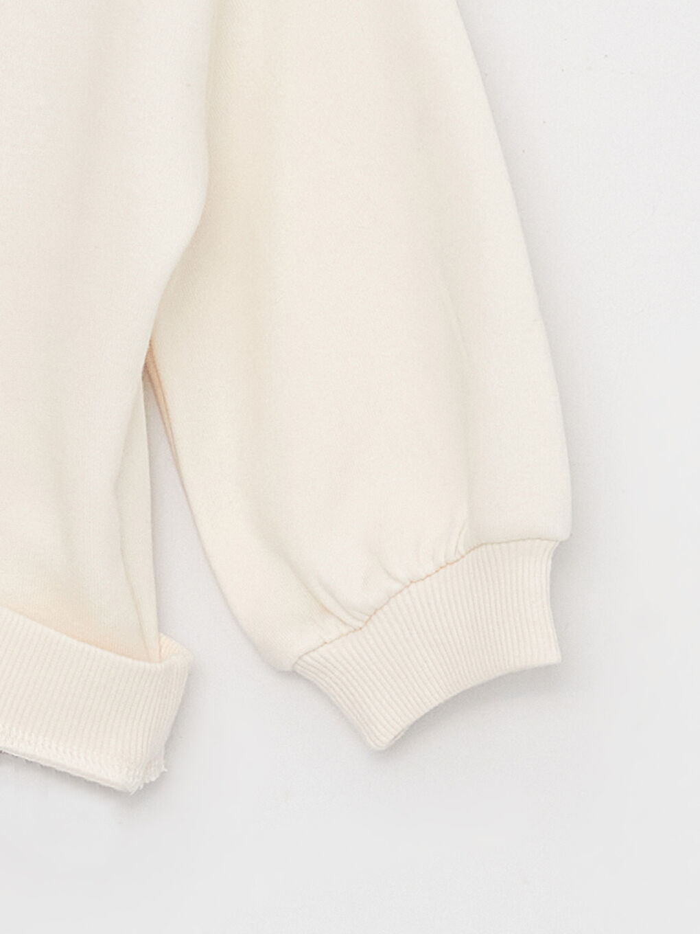 Ekru Bebe Yaka Uzun Kollu Kız Bebek Sweatshirt-2