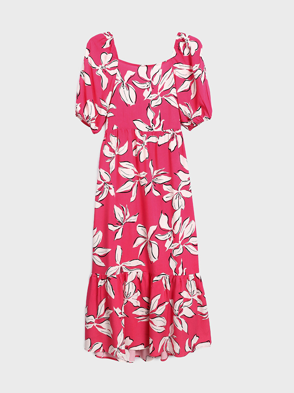 LC Waikiki Square Neck Floral Short Sleeve Women's Dress -S3HJ84Z8-LT4