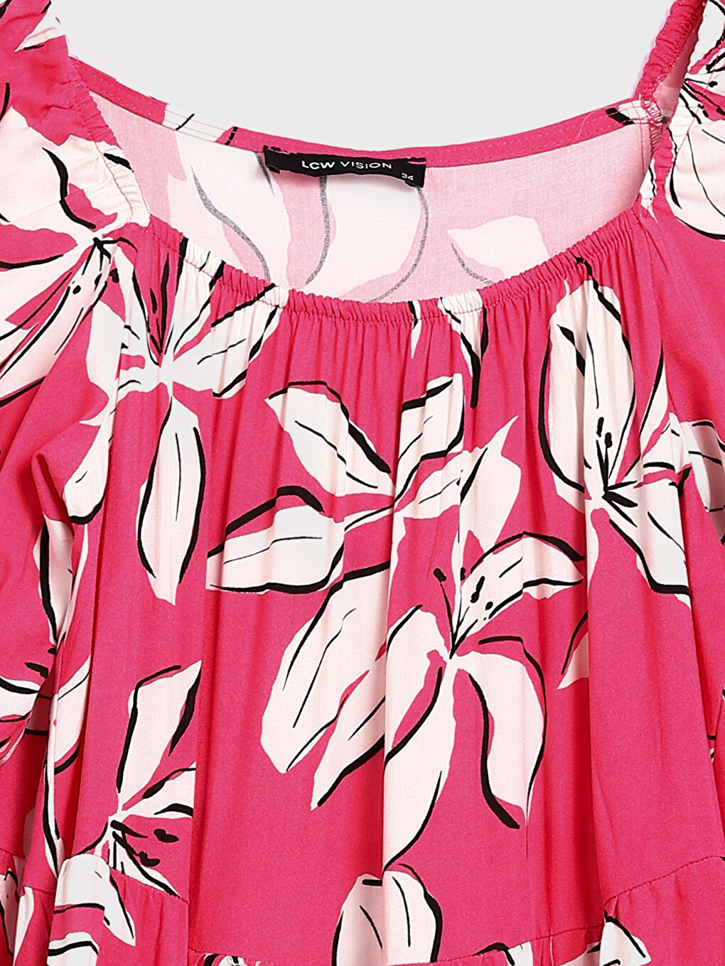 LC Waikiki Square Neck Floral Short Sleeve Women's Dress -S3HJ84Z8-LT4