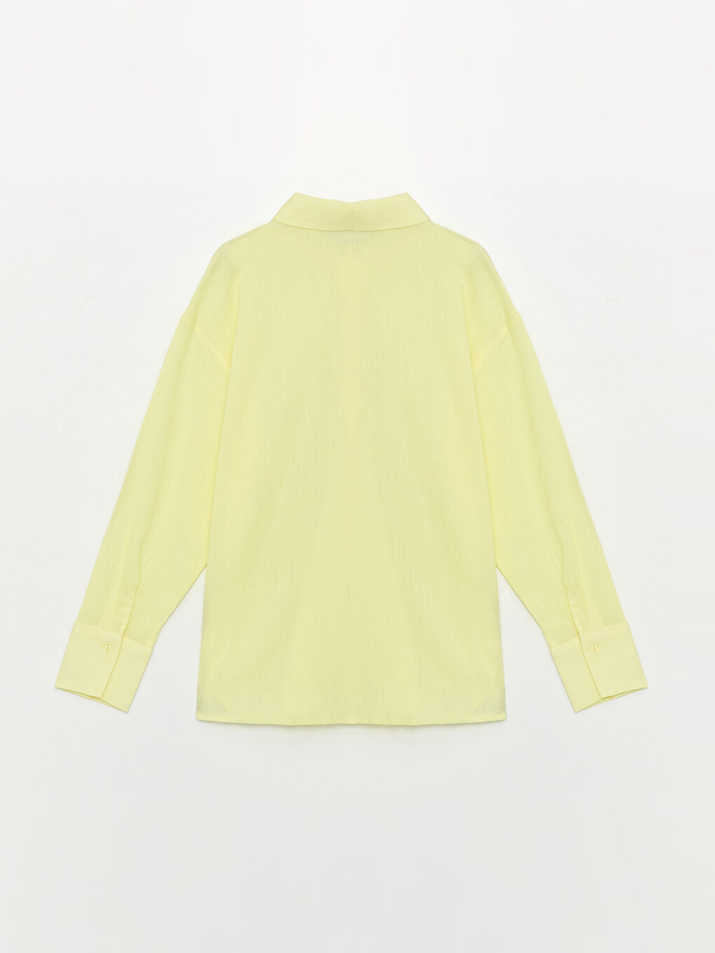 Yeşil Düz Uzun Kollu Oversize Krinkle Kadın Gömlek-6