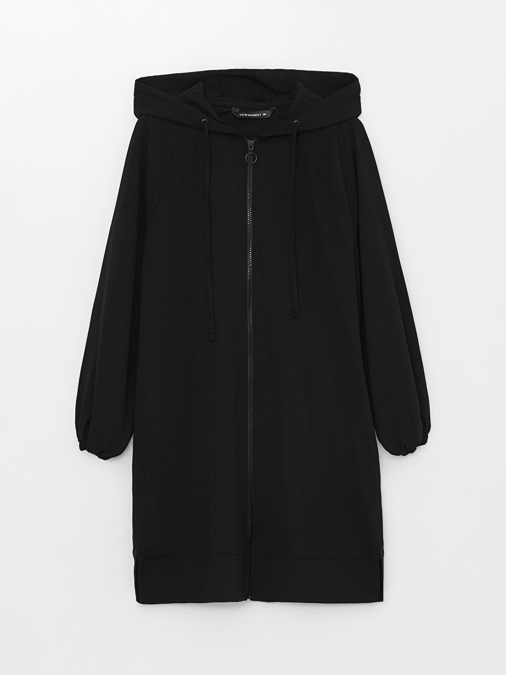 Siyah Kapüşonlu Düz Uzun Kollu Oversize Kadın Tunik-5