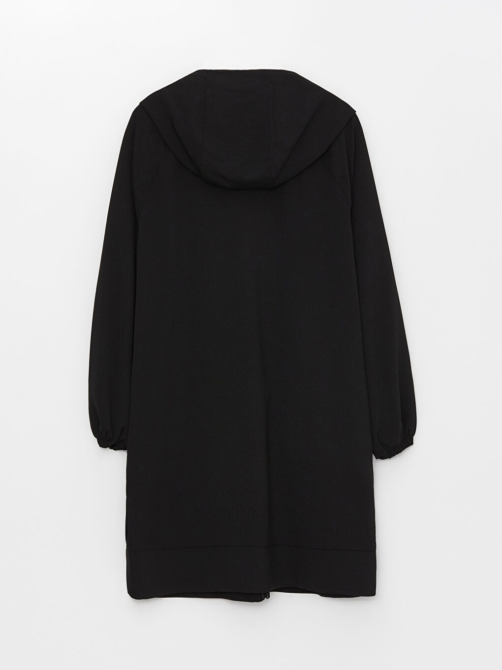 Siyah Kapüşonlu Düz Uzun Kollu Oversize Kadın Tunik-6