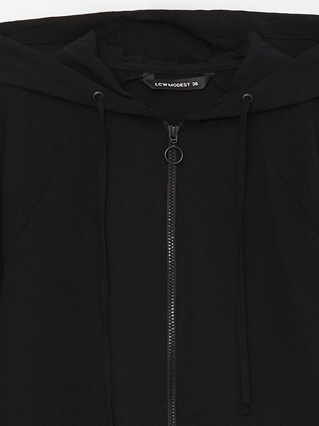 Siyah Kapüşonlu Düz Uzun Kollu Oversize Kadın Tunik-7