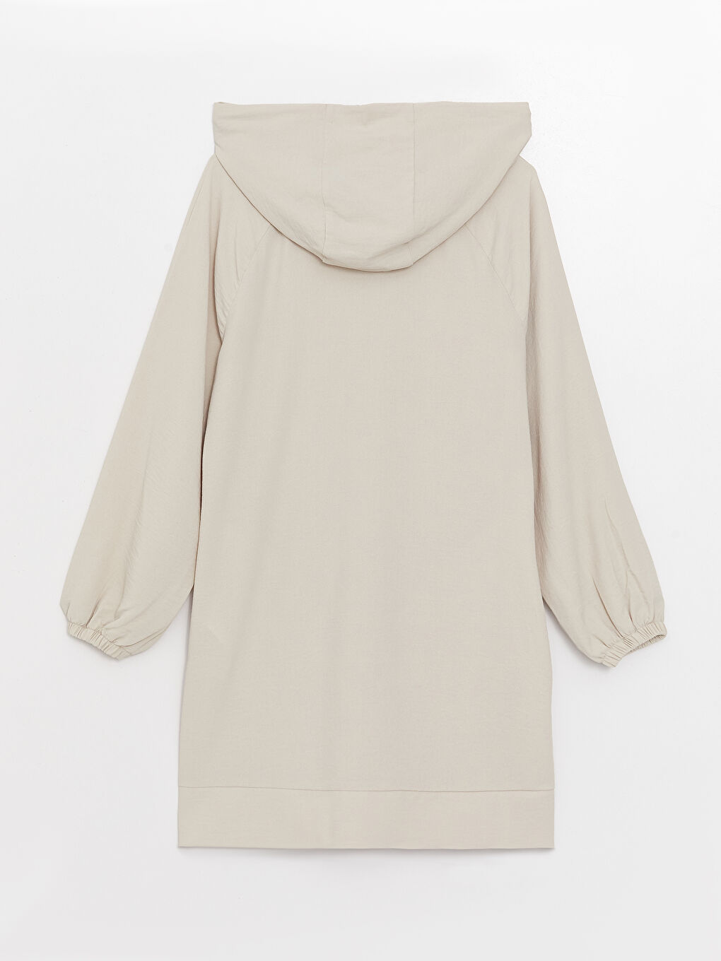 LCW Modest Bej Kapüşonlu Düz Uzun Kollu Oversize Kadın Tunik - 6
