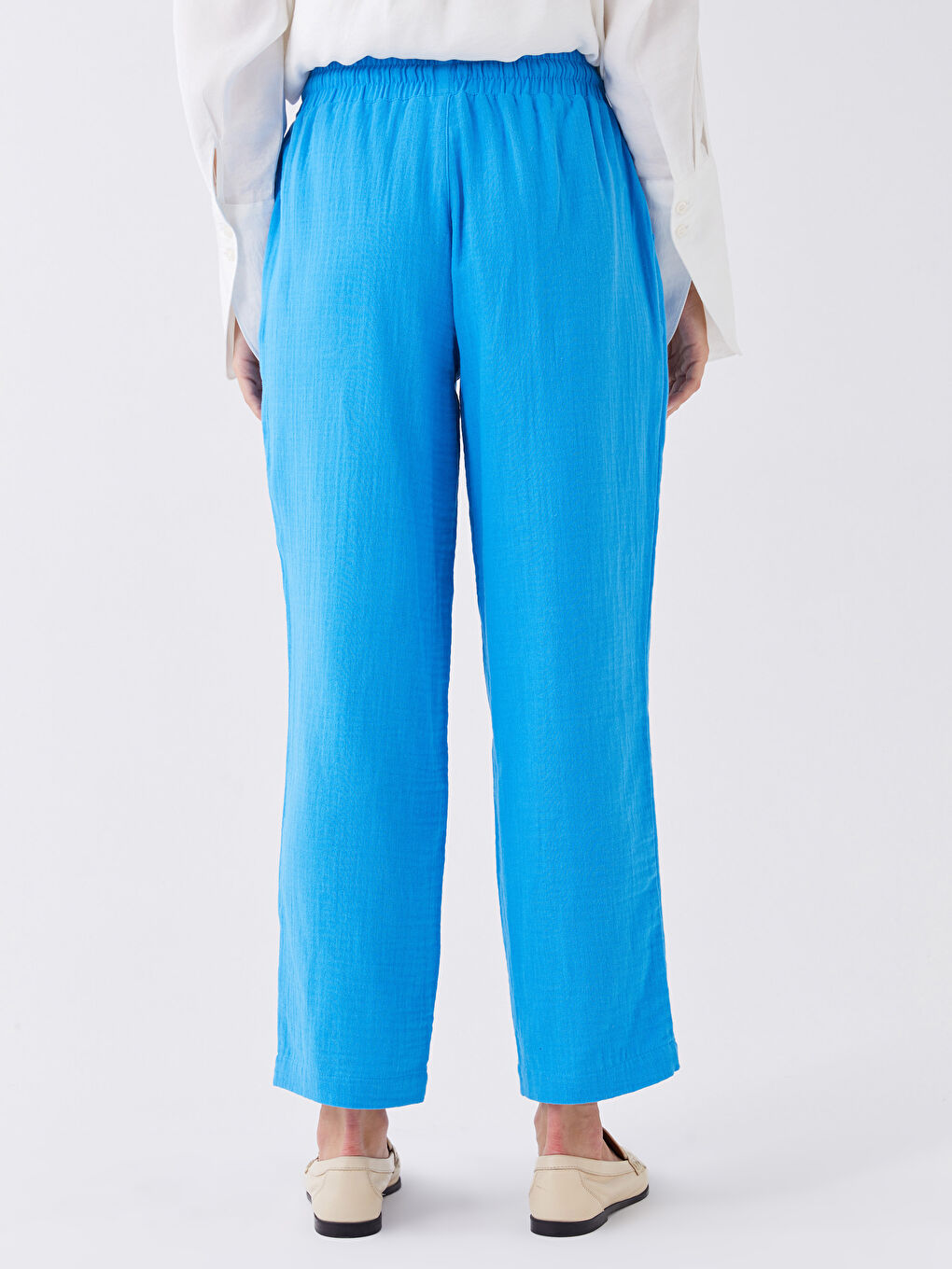 Elasticated Waist Loose Fit Muslin Women's Trousers -S3HK12Z8-V2Y