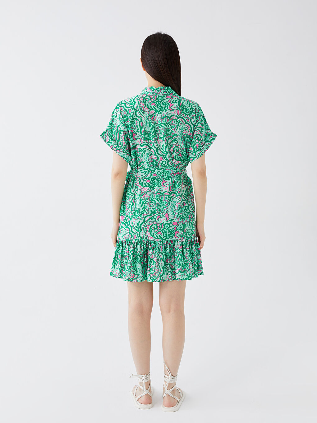 Floral Short Sleeve Women's Shirt Dress -S3HK20Z8-LRR