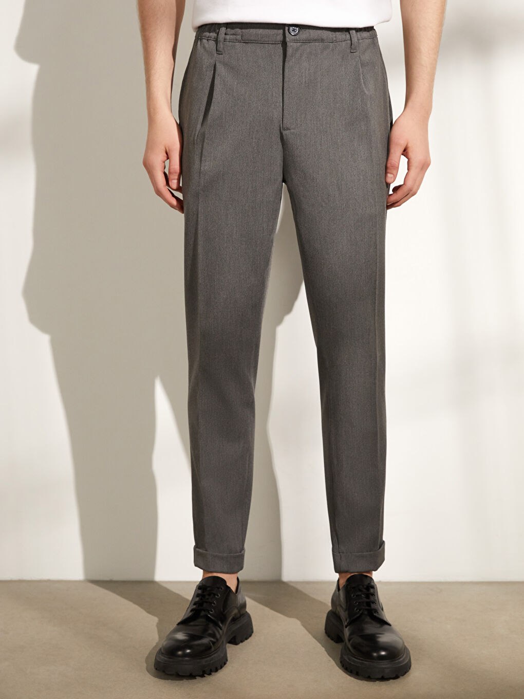 Gri Standart Kalıp Erkek Pantolon-2