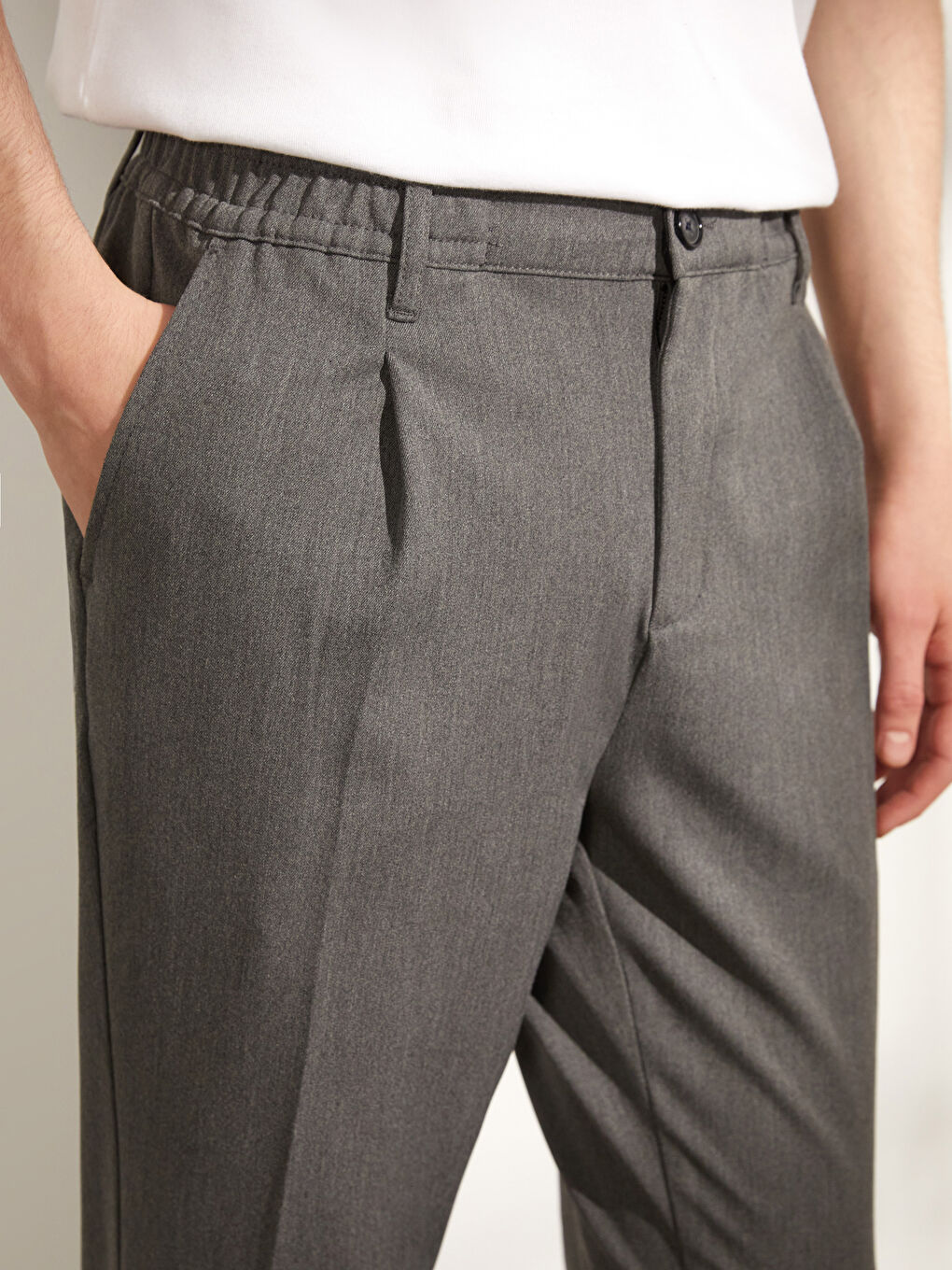 Gri Standart Kalıp Erkek Pantolon-3