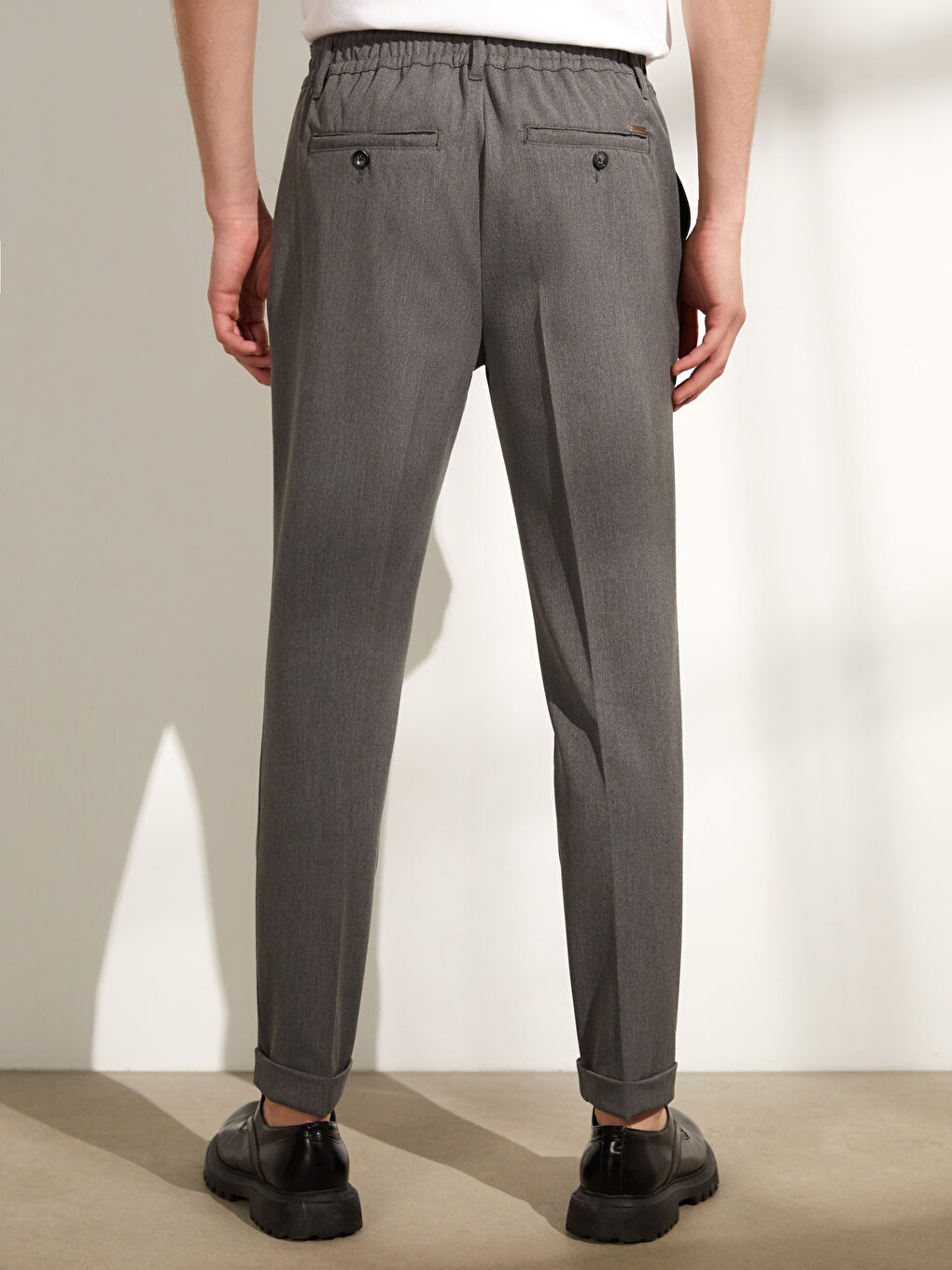 Gri Standart Kalıp Erkek Pantolon-4