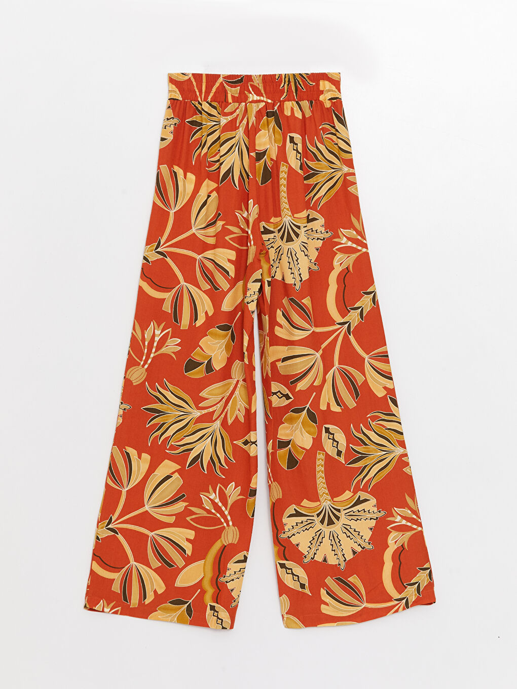 Elasticated Waist Patterned Wide Leg Women's Trousers-6