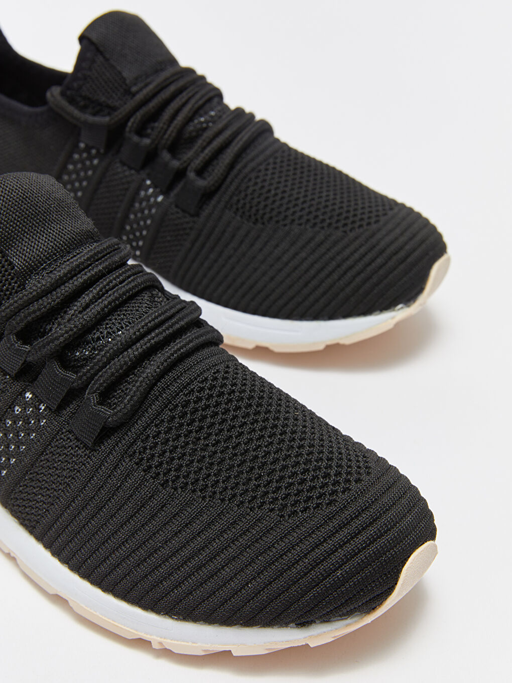 Siyah Kadın Bağcıklı Triko Spor Ayakkabı-2