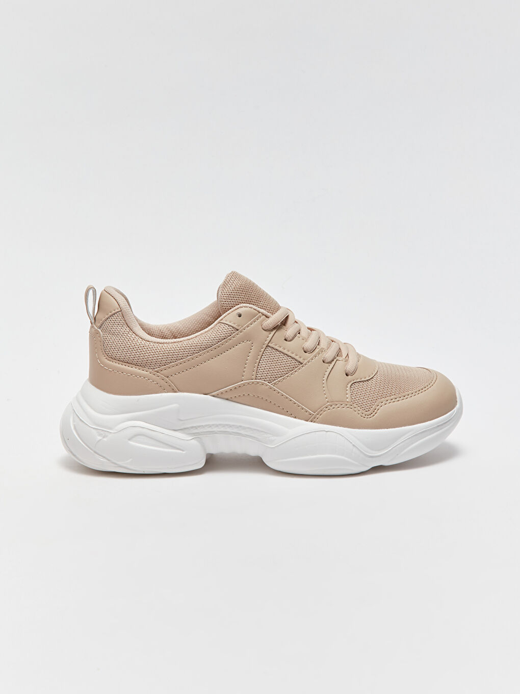 Bej Bağcıklı Kadın Spor Ayakkabı-1