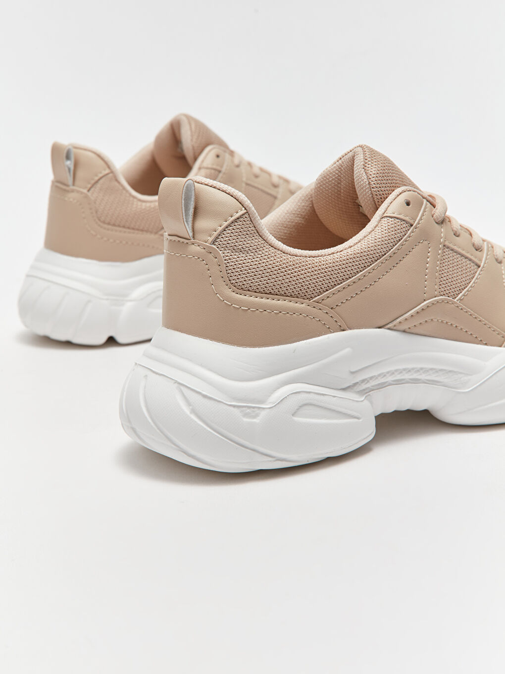 Bej Bağcıklı Kadın Spor Ayakkabı-4