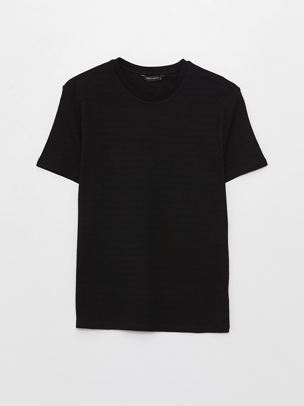 Siyah Bisiklet Yaka Penye Erkek Tişört-5