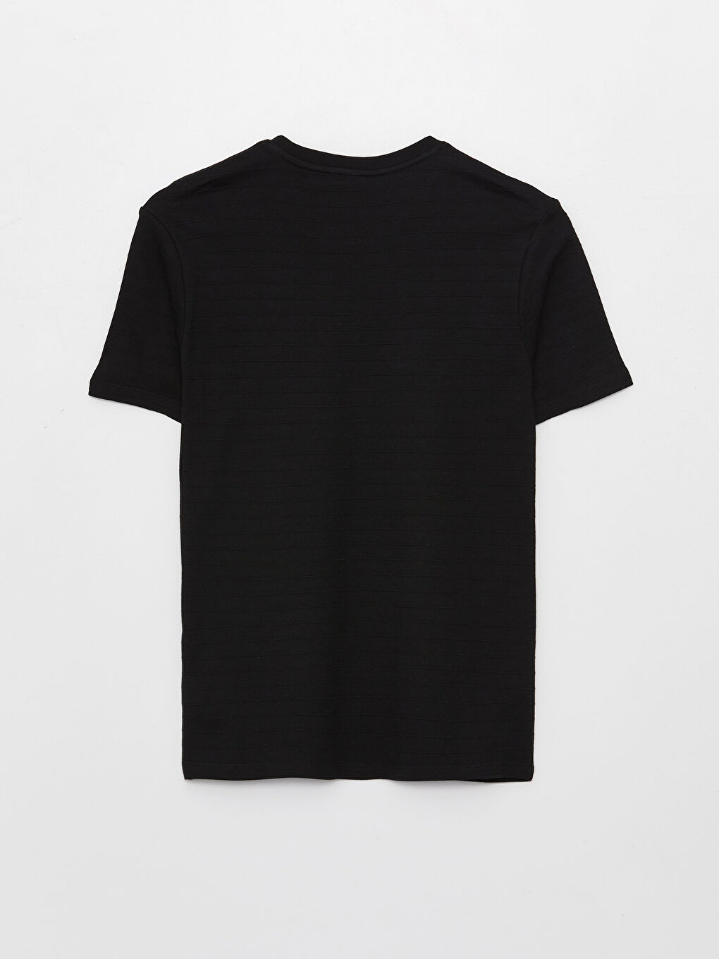 Siyah Bisiklet Yaka Penye Erkek Tişört-6