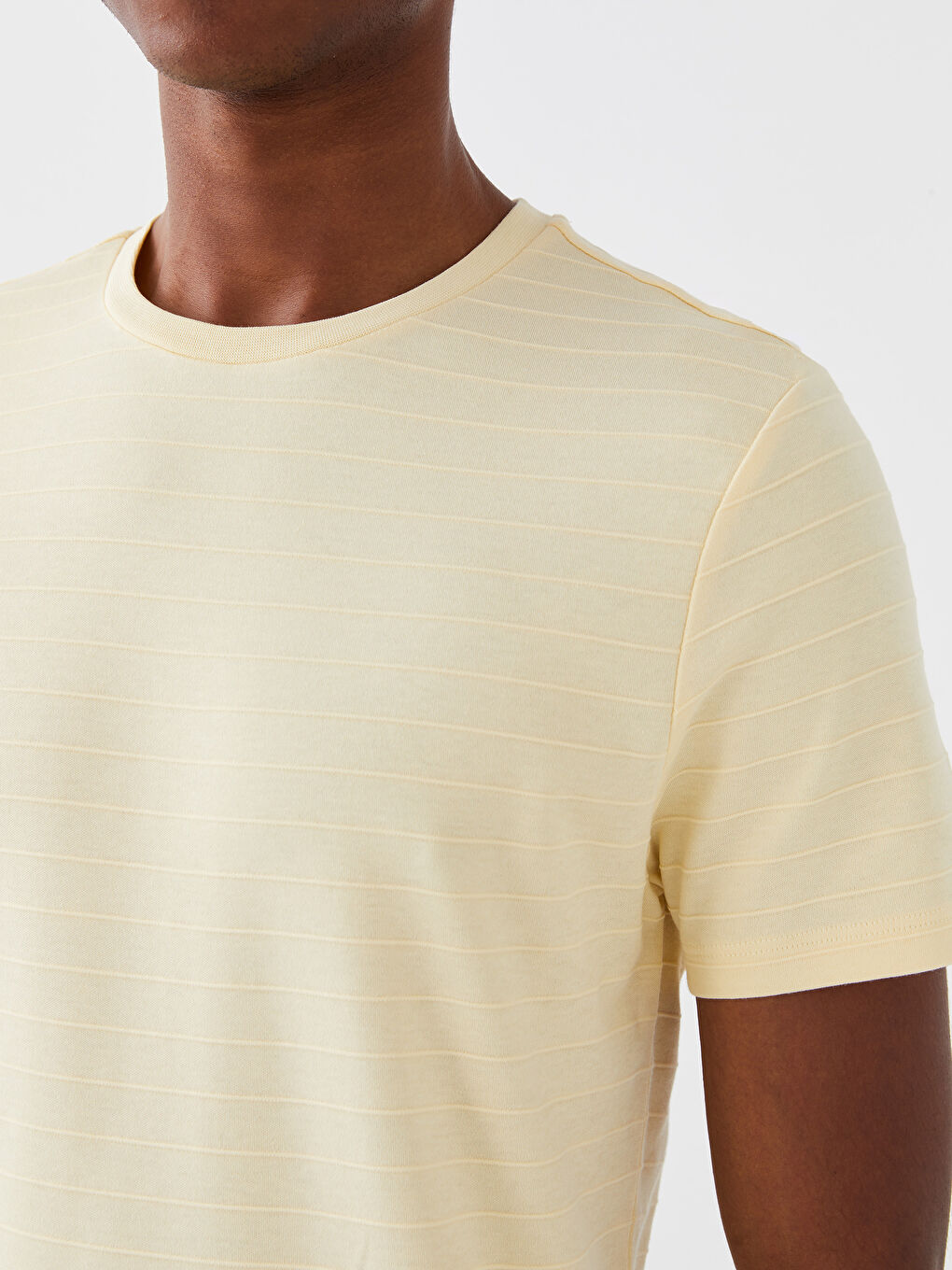 Sarı Bisiklet Yaka Penye Erkek Tişört-3