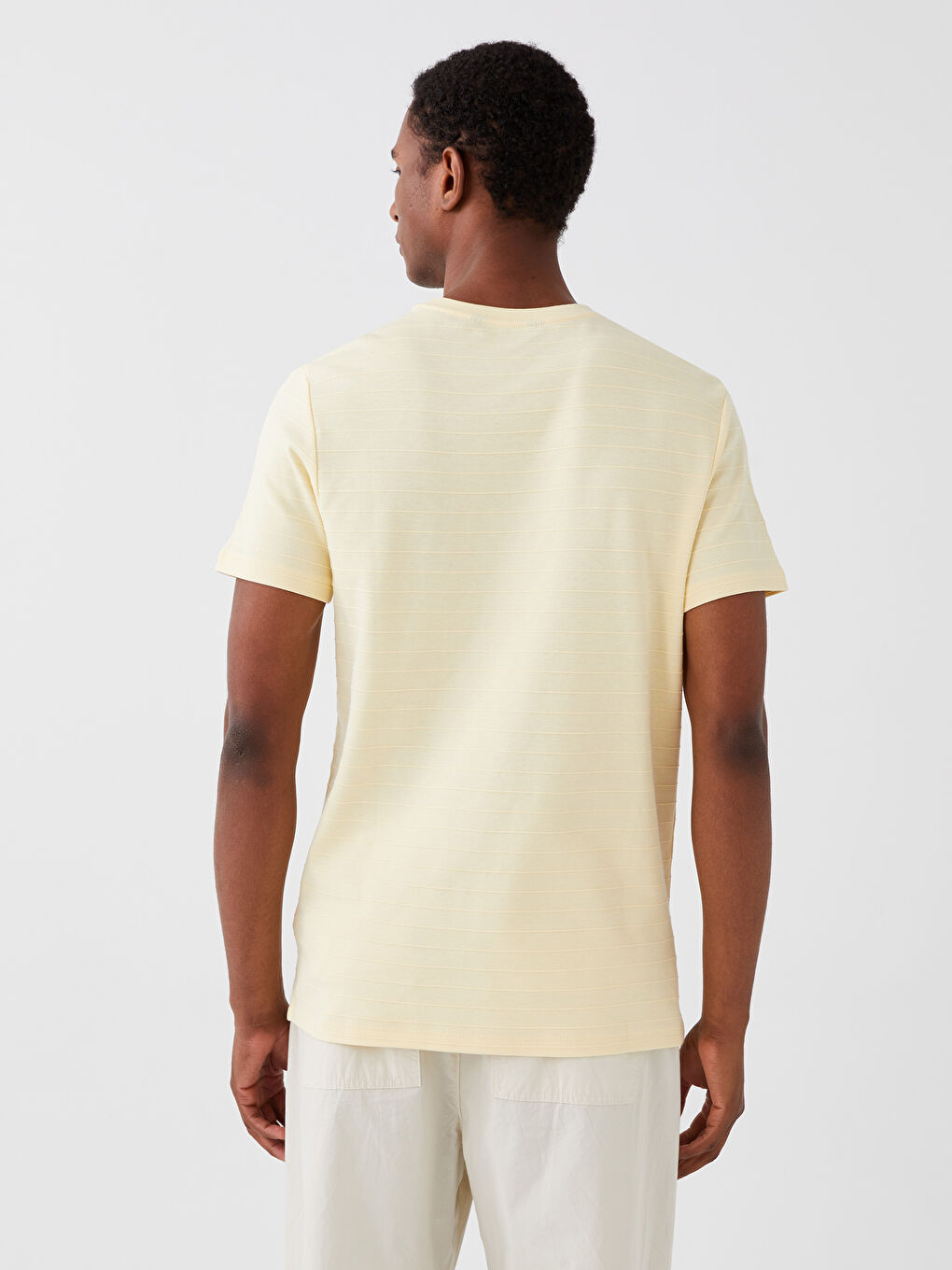 Sarı Bisiklet Yaka Penye Erkek Tişört-4