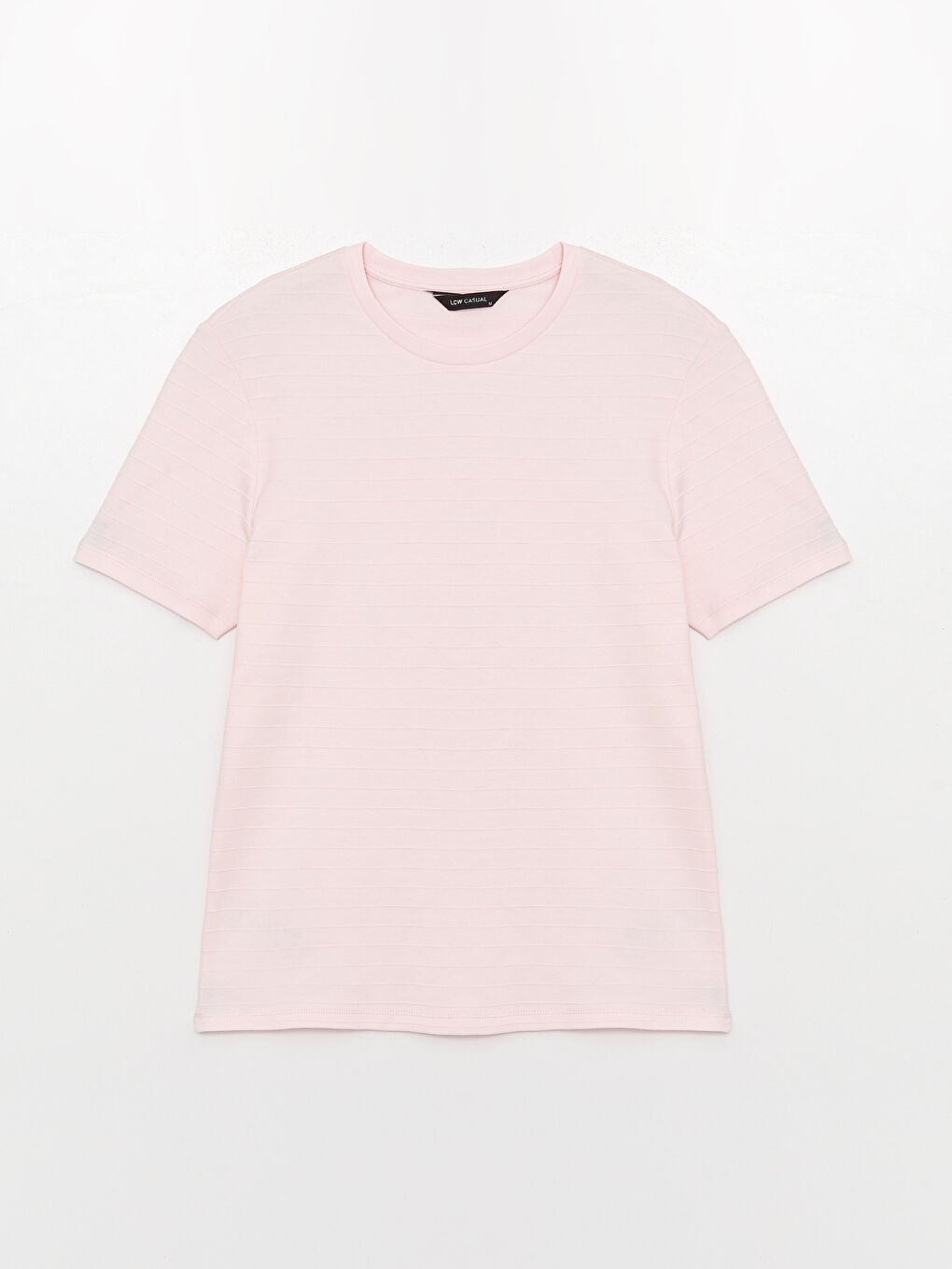 Pembe Bisiklet Yaka Penye Erkek Tişört-5