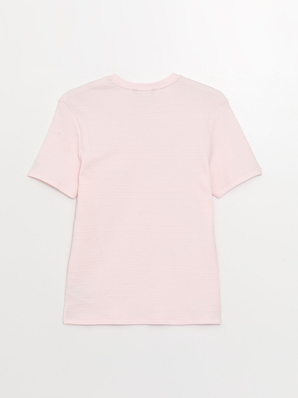 Pembe Bisiklet Yaka Penye Erkek Tişört-6