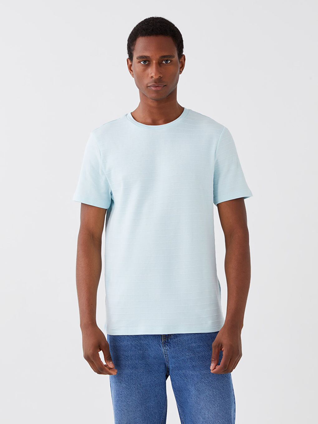 Mavi Bisiklet Yaka Penye Erkek Tişört-1