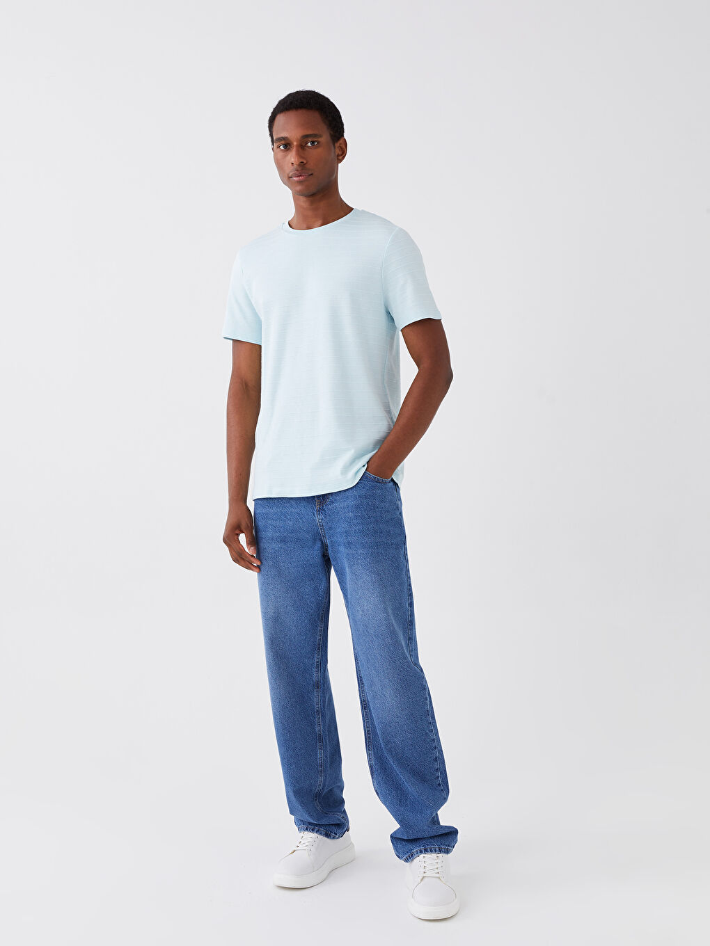 Mavi Bisiklet Yaka Penye Erkek Tişört-2