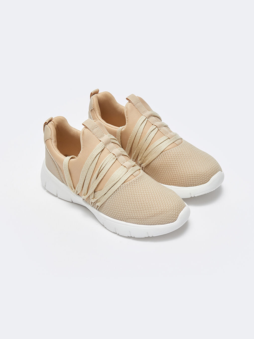 Bej Kadın Triko Spor Ayakkabı