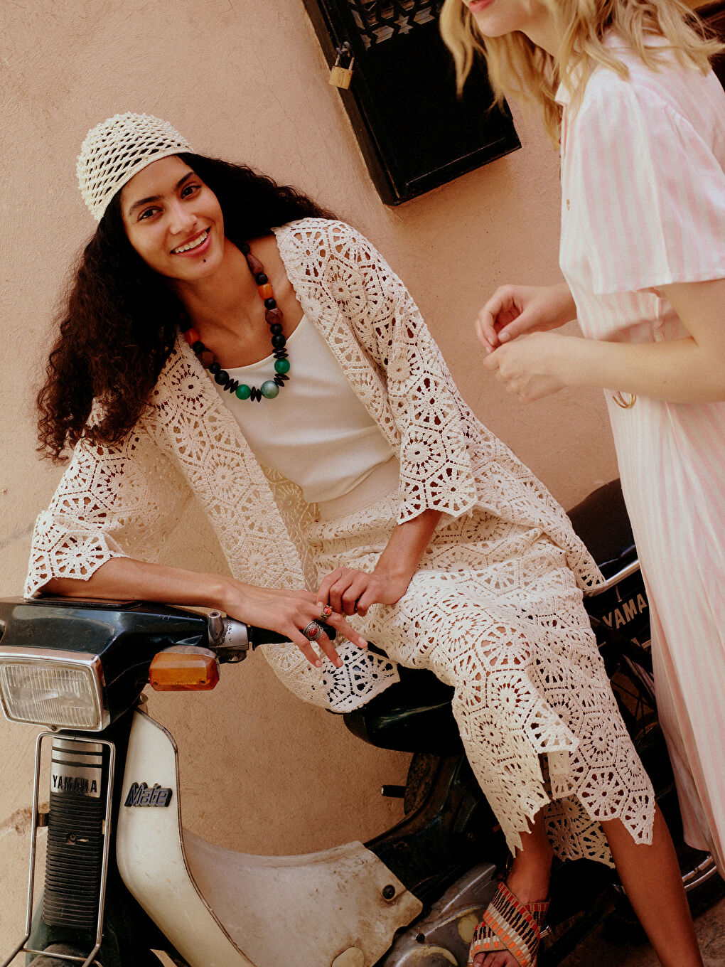 Shawl Collar Embroidered Oversize Women's Crochet Cardigan