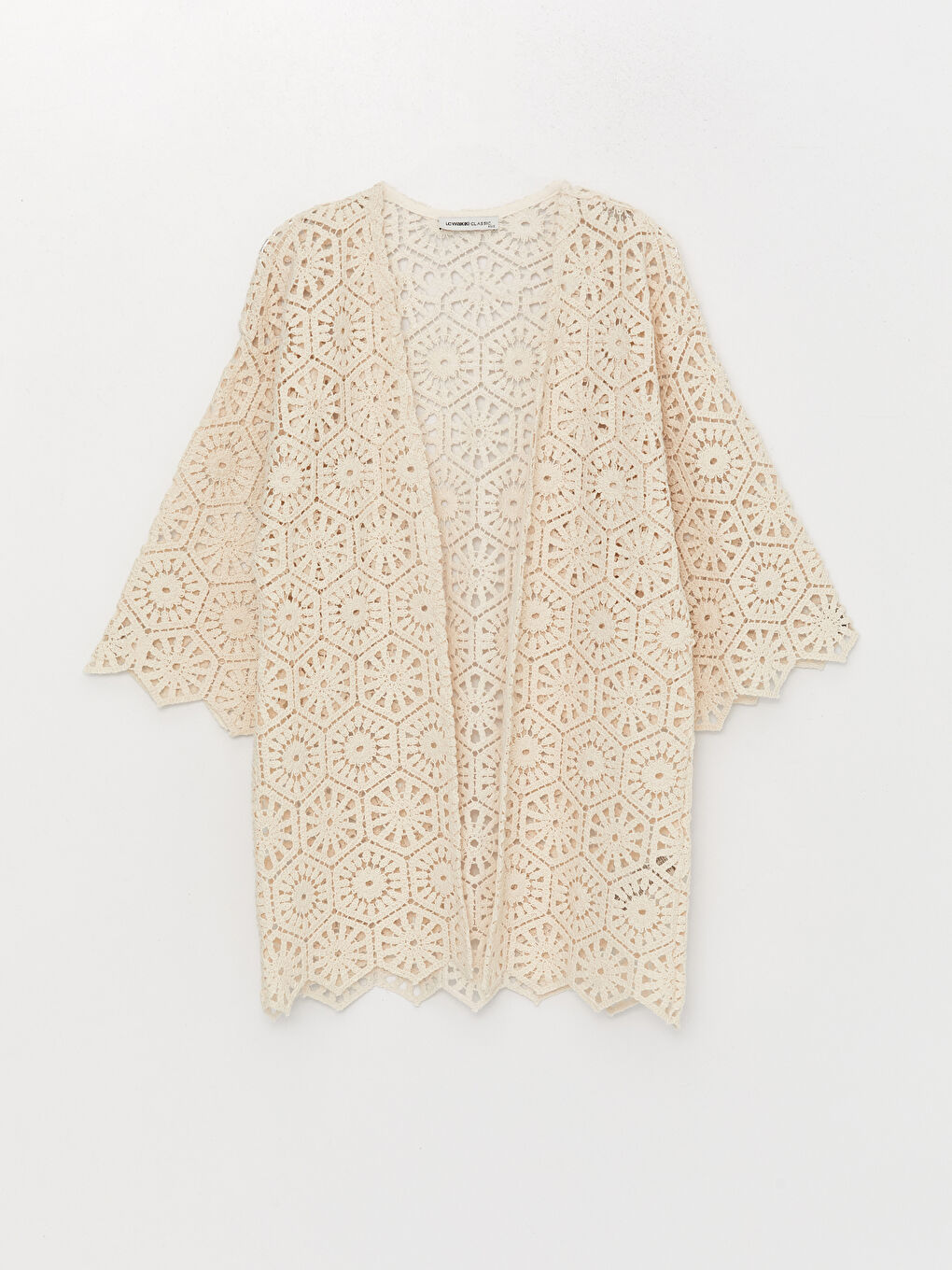 Shawl Collar Embroidered Oversize Women's Crochet Cardigan-6
