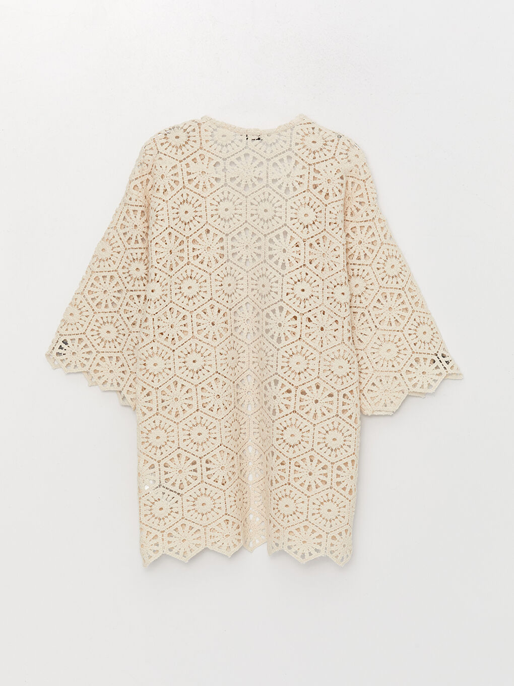 Shawl Collar Embroidered Oversize Women's Crochet Cardigan-7