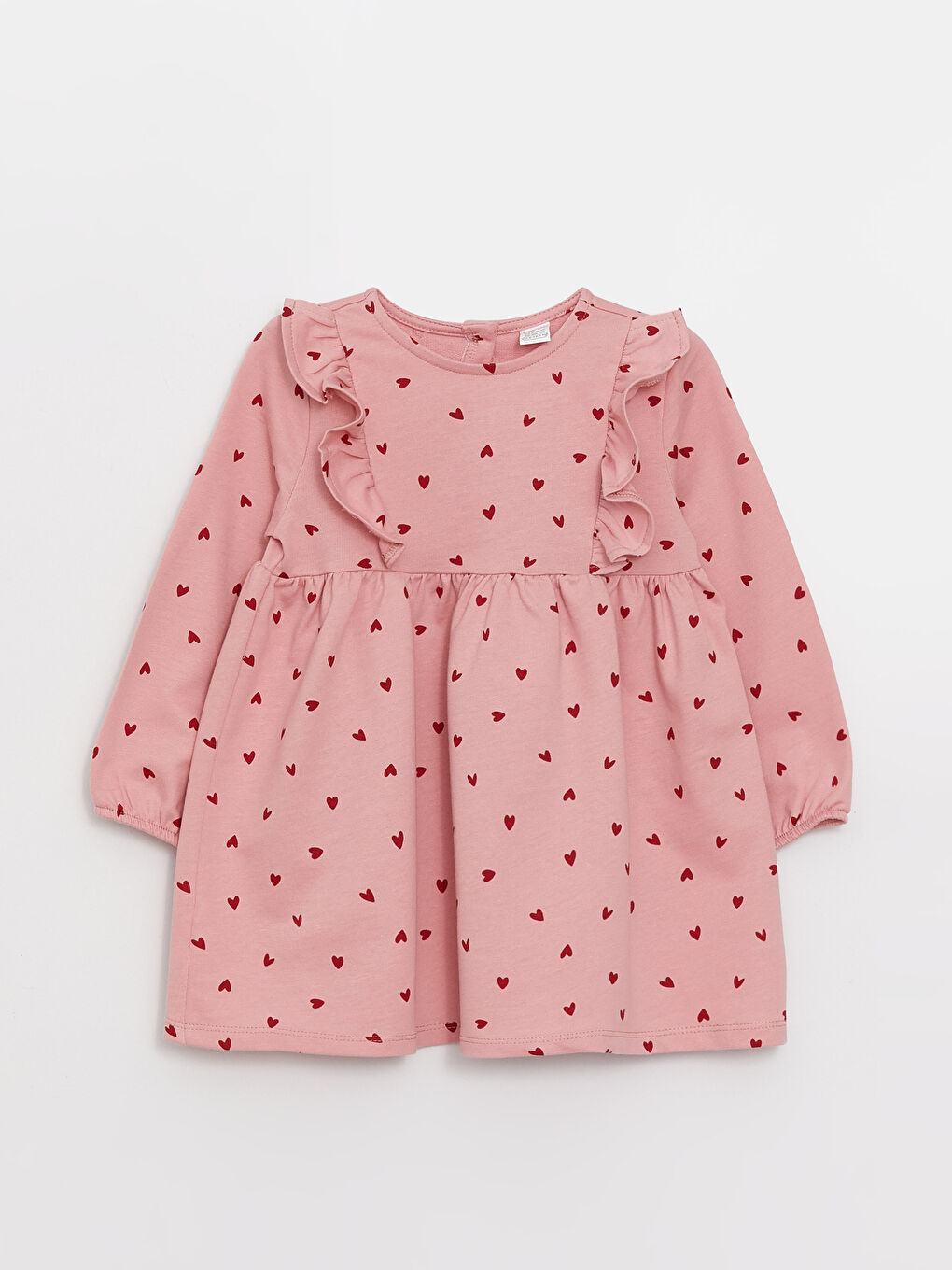 Crew Neck Long Sleeve Patterned Baby Girls' Dress