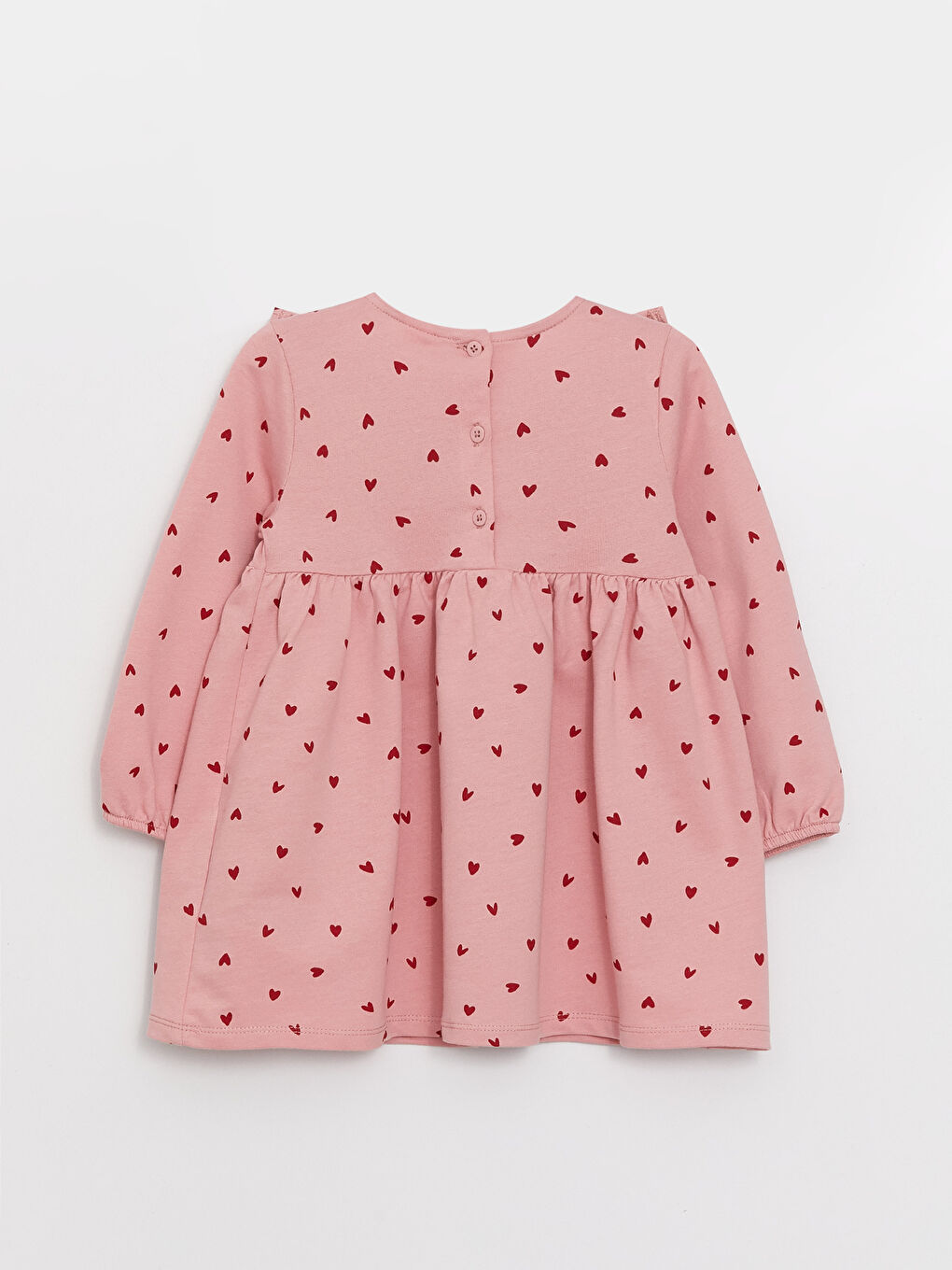 Crew Neck Long Sleeve Patterned Baby Girls' Dress-1