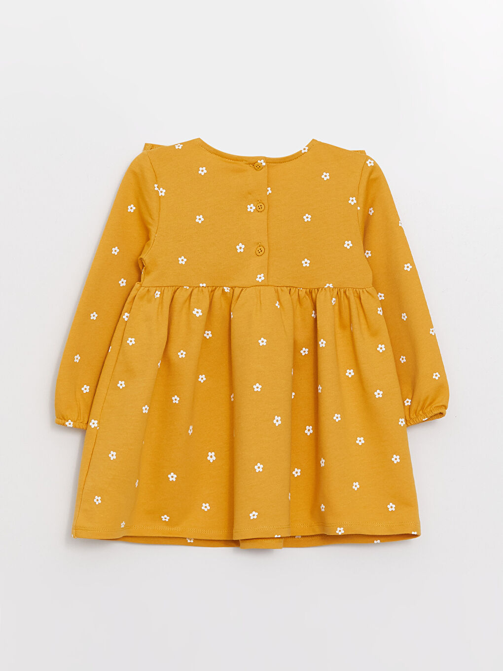 فستان للبنات الرضع بنقشة كم طويل بياقة دائرية-1