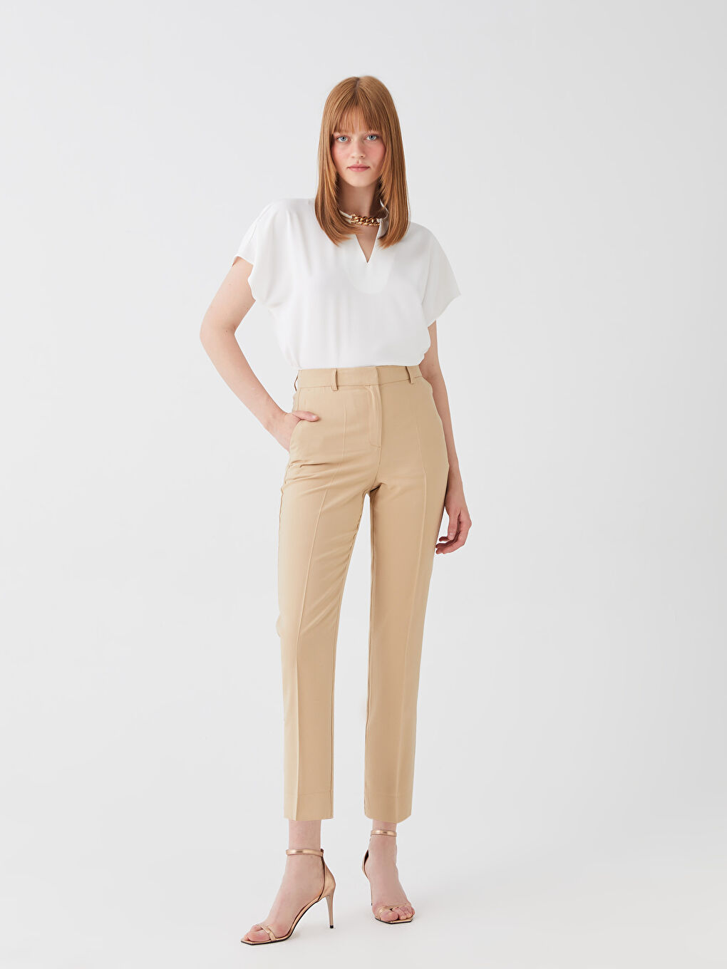 LCW Vision Visoki Struk Cigareta Ravne Ženske Pantalone -S3HL06Z8-GHQ