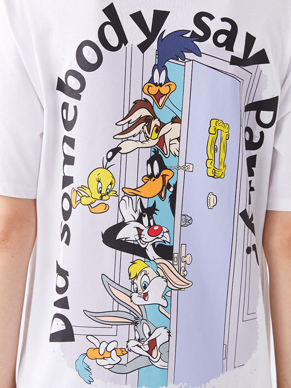 Crew Neck Bugs Bunny Printed Short Sleeve Oversize Women's T-Shirt-3