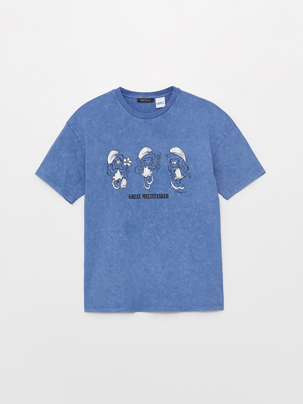 Crew Neck Smurfs Printed Short Sleeve Women's T-Shirt-5