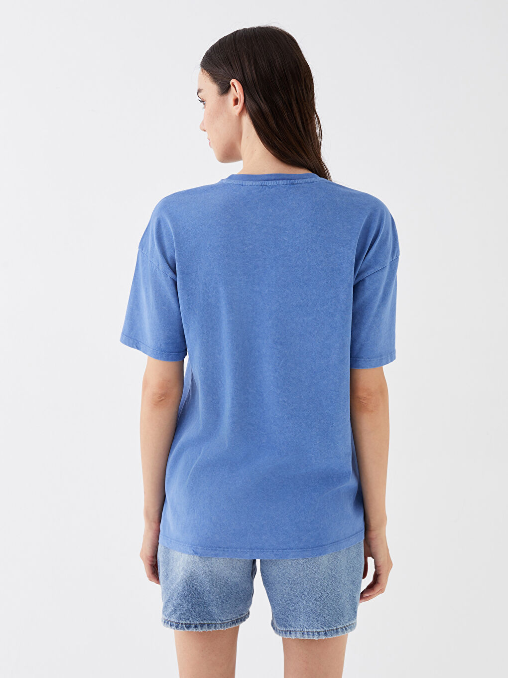 Crew Neck Smurfs Printed Short Sleeve Women's T-Shirt-4