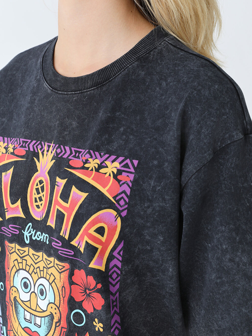 Crew Neck Printed Short Sleeve Oversize Women's T-Shirt-3