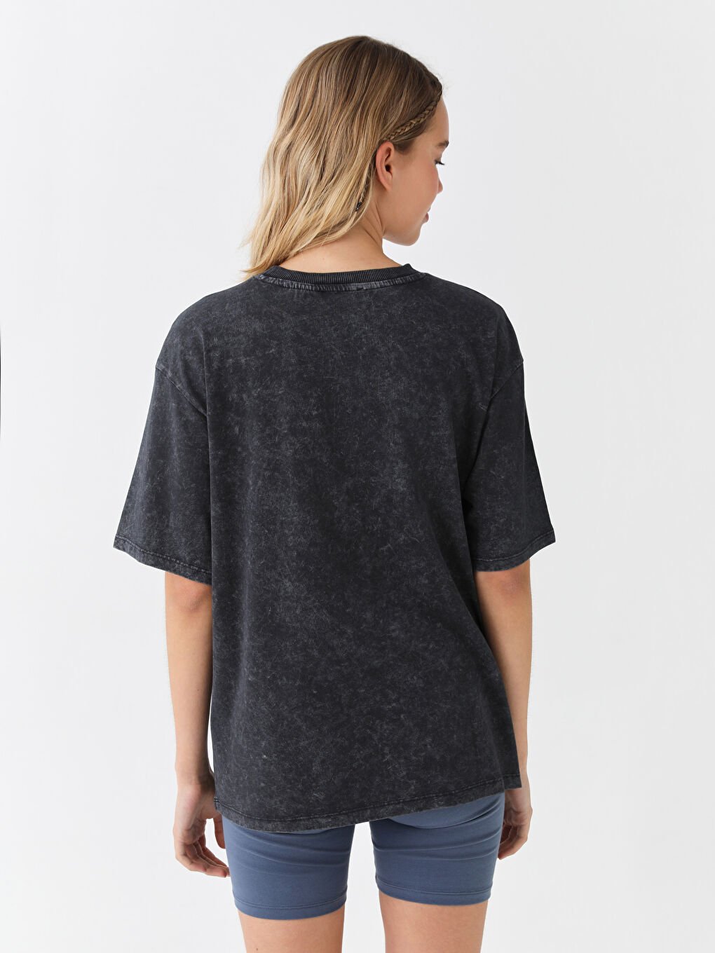 Crew Neck Printed Short Sleeve Oversize Women's T-Shirt-4