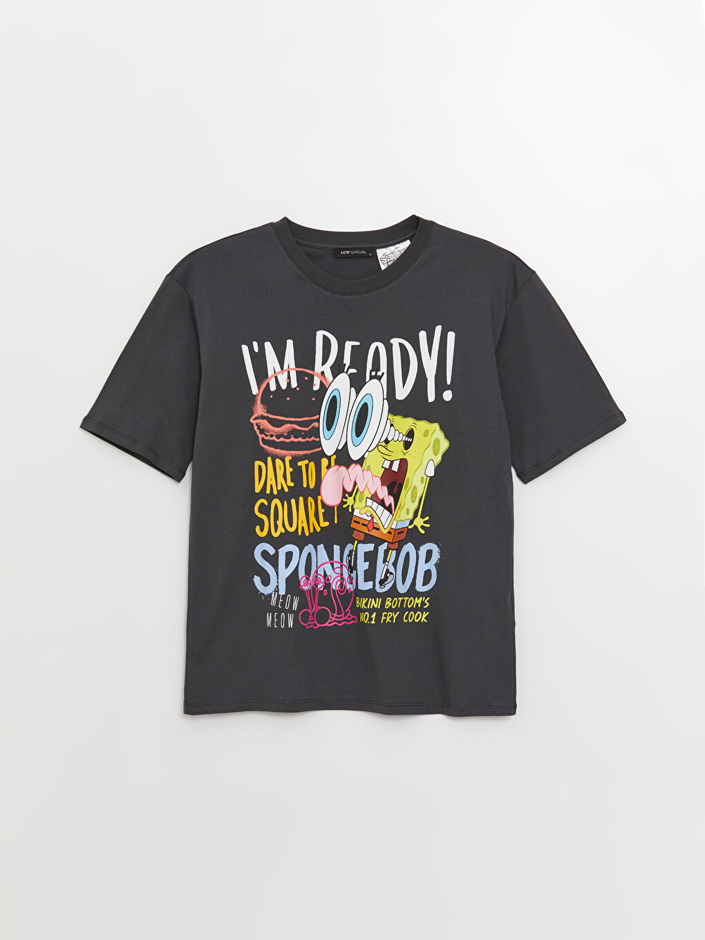 Crew Neck SpongeBob Printed Short Sleeve Oversize Women's T-Shirt-5