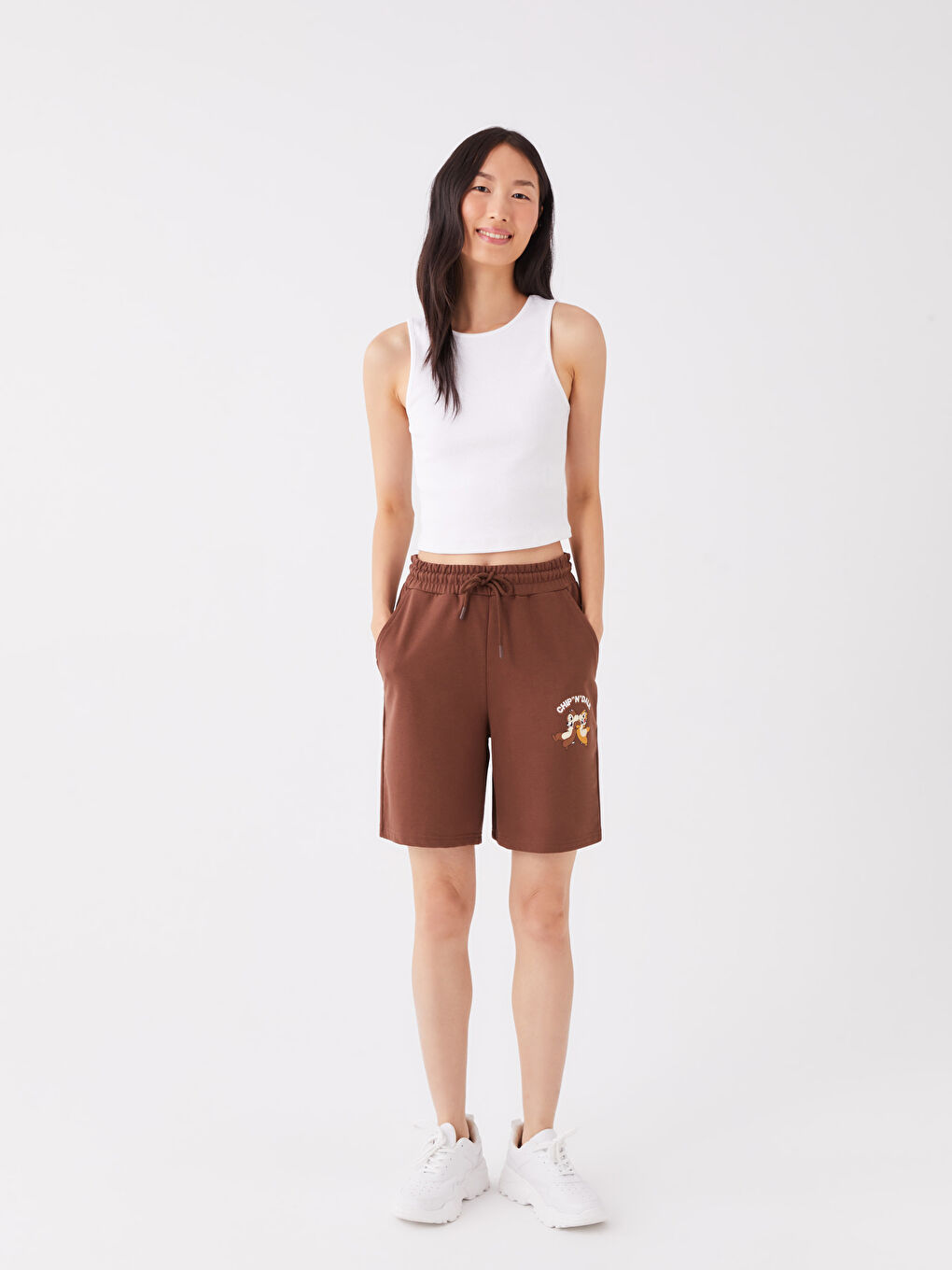 Elastic Waist Chip'n Dale Printed Women's Shorts -S3HM09Z8-HJZ